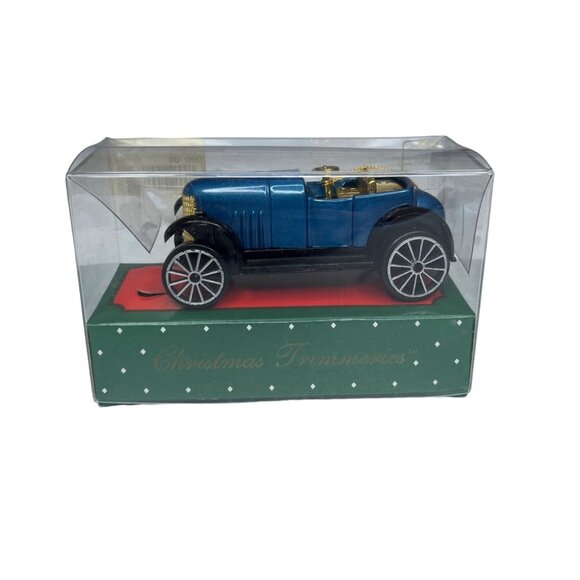 Vintage Blue Die-Cast Model Car Christmas Ornament Bradford Novelty Original Box - Picture 1 of 4